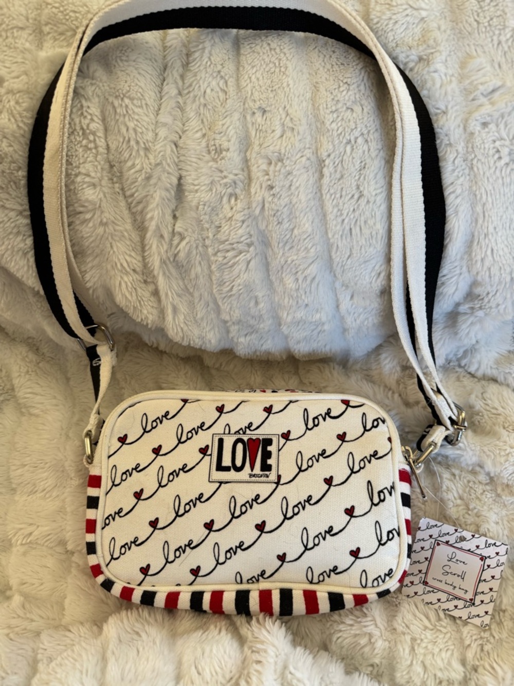 Love Letter canvas Crossbody BRIGHTON Script and Striped Trim